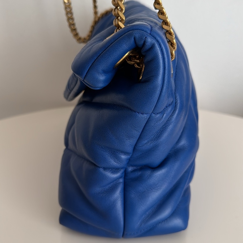 ❌SOLD❌Saint Laurent Blue Quilted LouLou Puffer Leather Shoulder Bag - Picture 6 of 17